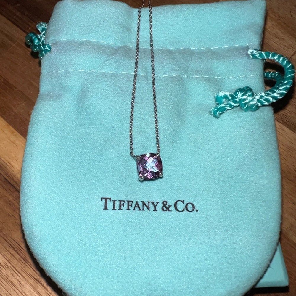 Tiffany and Co Amethyst Sterling Silver Sparklers Pendant Choker necklace SV925